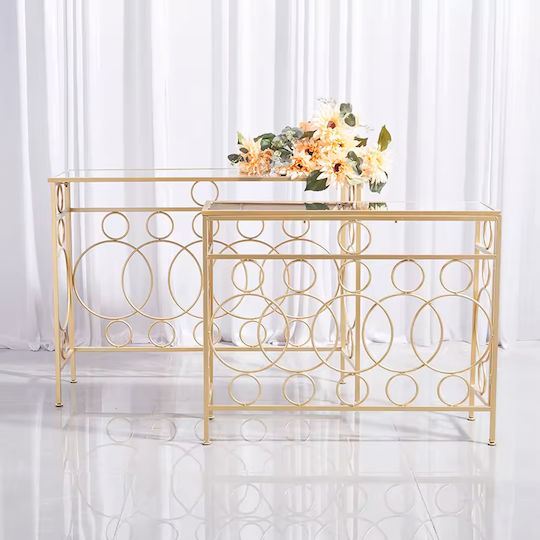 Metal Console Table with Mirror Golden L100xW36xH80cm