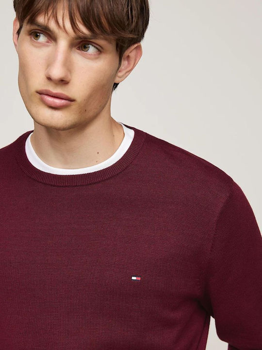 Tommy Hilfiger Crew Neck Ανδρικό Πουλόβερ Μακρυμάνικο Deep Rouge