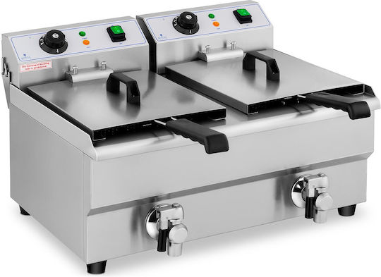 Friteuză electrică dublă comercială cu robinet 230 V 2 x 3000W 2 x 10 L