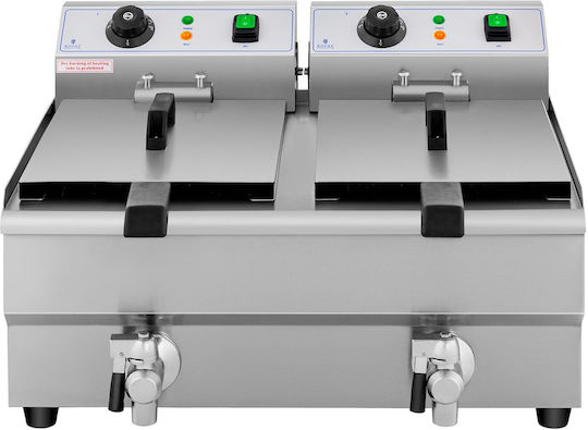 Friteuză electrică dublă comercială cu robinet 230 V 2 x 3000W 2 x 10 L