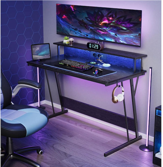 Γραφείο Gaming Ξύλινο Led με Μεταλλικά Πόδια, LED & USB θύρες 120x60x91εκ.
