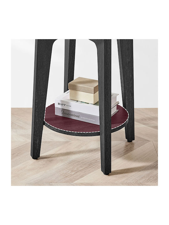 Round Black Wooden Side Coffee Table W40xL40xH50cm