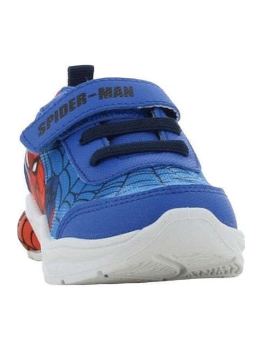 Παιδικά Sneakers Ανατομικά με Σκρατς & Φωτάκια Μπλε