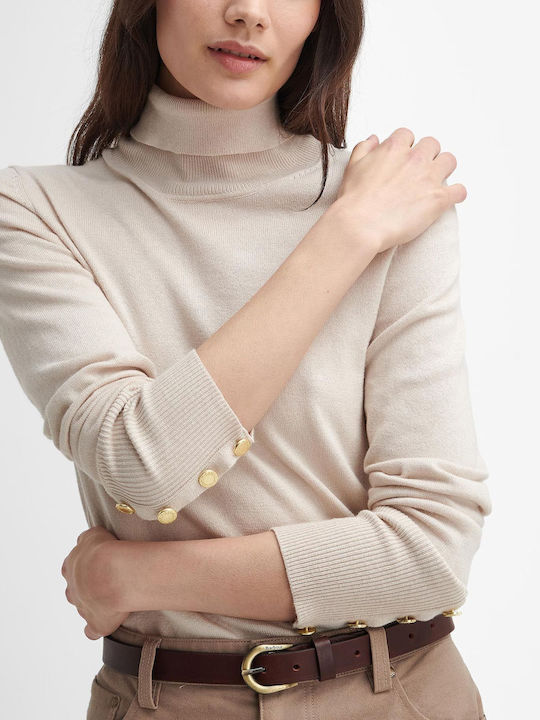 Women's Long Sleeve Sweater Turtleneck Beige Light