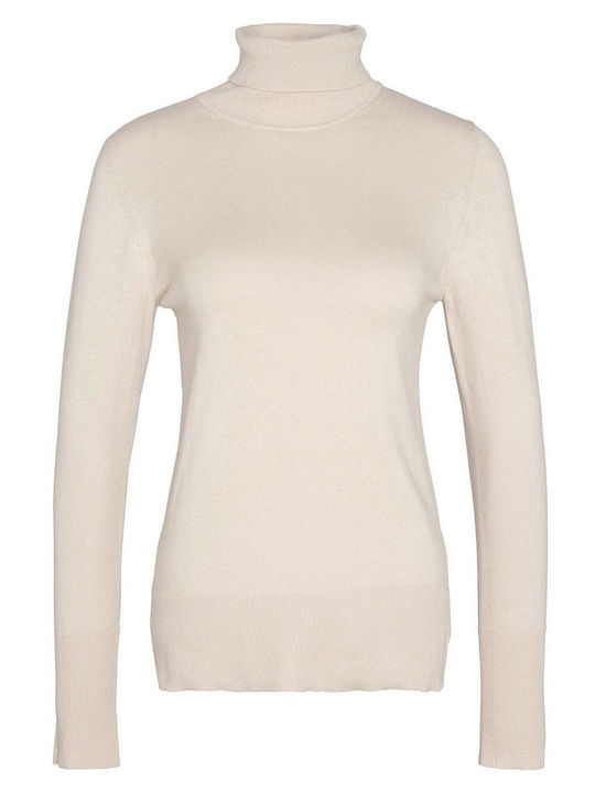 Women's Long Sleeve Sweater Turtleneck Beige Light