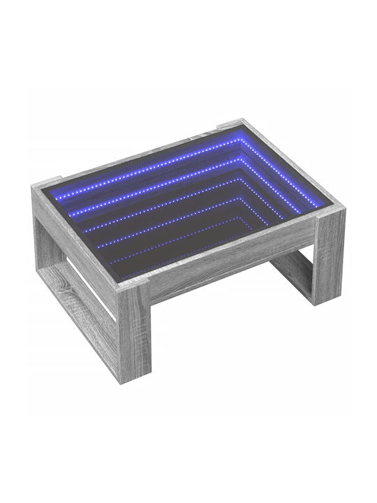 Rectangular Side Table Glass with LED Grey Sonoma L70xW53xH30cm.