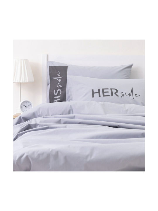 Borea His&hers Side Σετ Μαξιλαροθήκες Ποντικί 50x70εκ.
