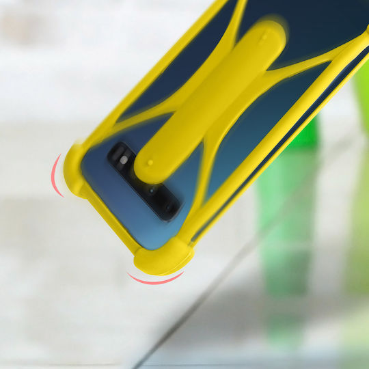 Silicone Universal Smartphone Case Bumper Corners Anti-shock Kickstand Yellow
