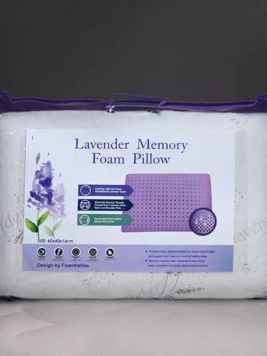 Ypnos Lavendel Kopfkissen Schlaf Memory-Schaum Anatomisch 40x60x12cm