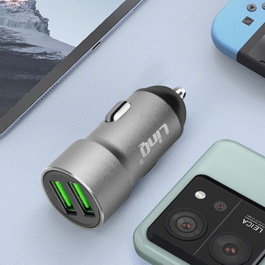 Linq Car Charger Double Usb Output 12w Silver