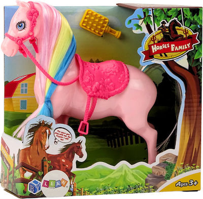 Miniature Toy Horse With Colorful Mane And Pink Brush Saddle