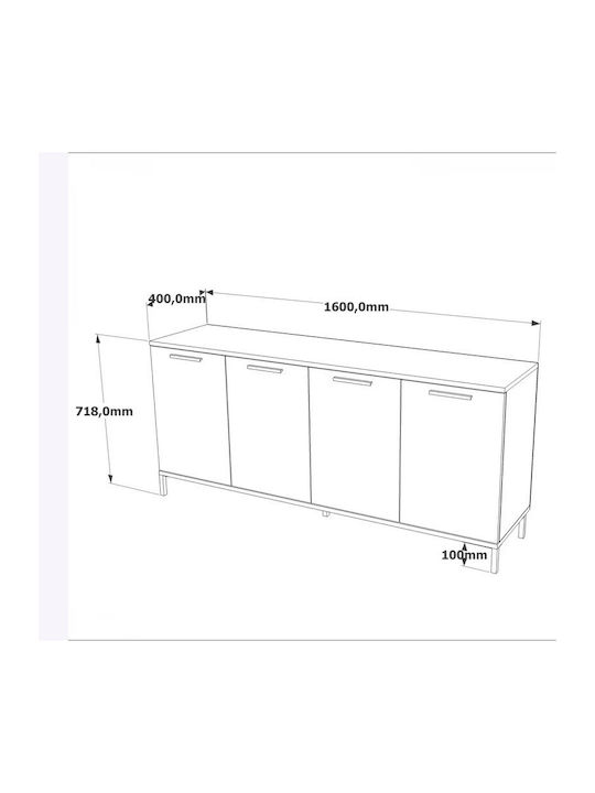 Bufet Atlantic Pine/anthracite 160x40x72cm