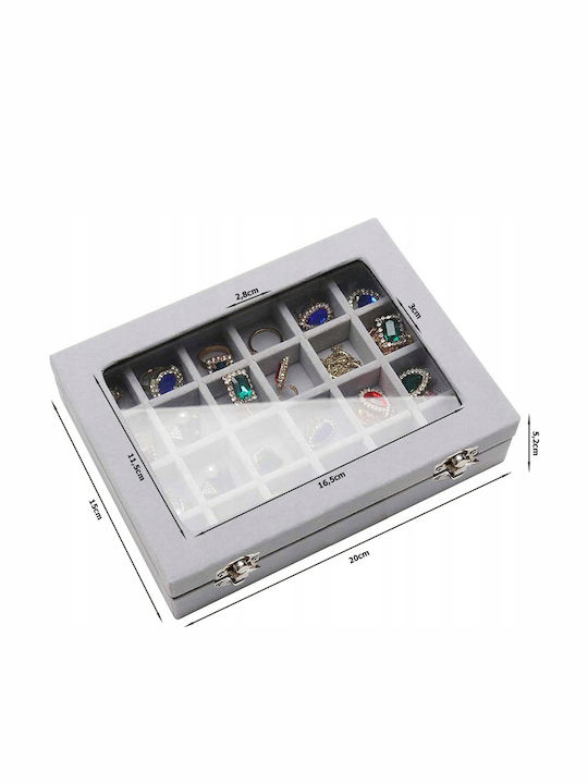 Кутия За Бижута Сив 20x15x5.2см
