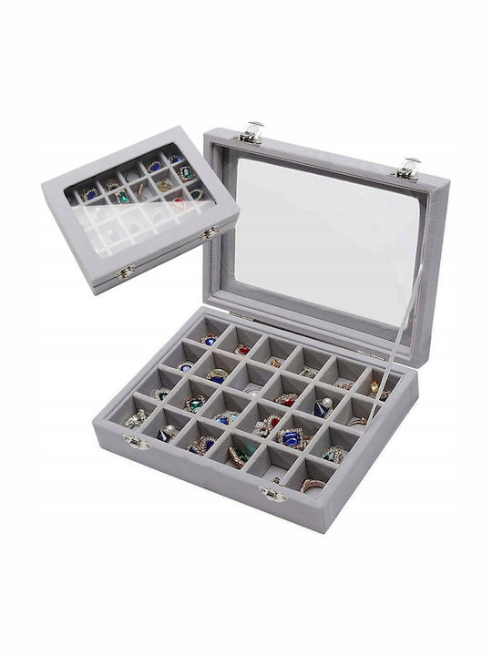 Кутия За Бижута Сив 20x15x5.2см