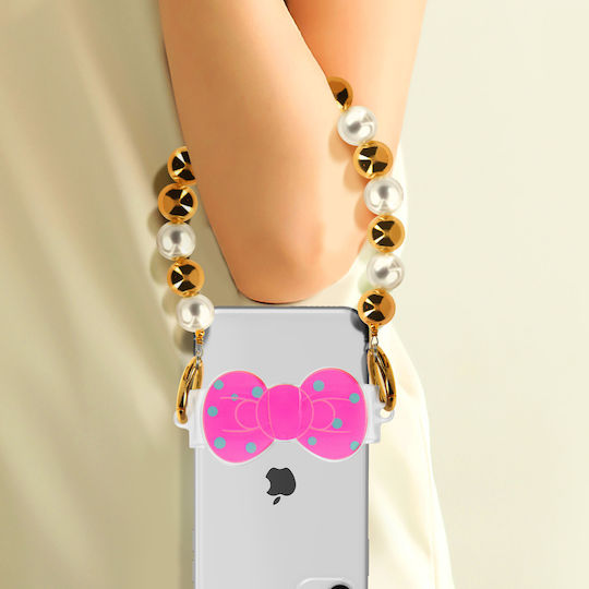 Avizar Golden White Pearl Handy Armband Clip Schleifen Design Gold