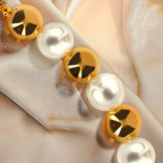 Avizar Golden White Pearl Handy Armband Clip Schleifen Design Gold
