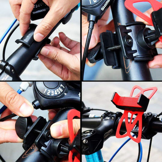 Suport Bicicletă Trotinetă Avizar Prindere Ghidon Silicon Negru Roșu