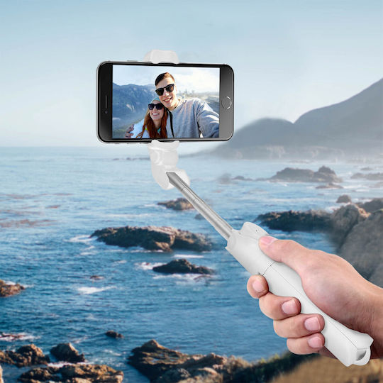 Selfie Stick Tripod Bluetooth Remote Control Extendable Arm 68 Cm White