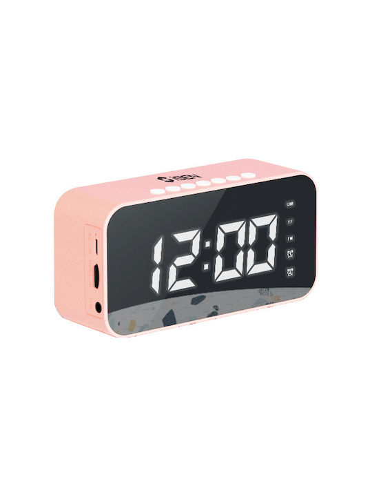 iSEN Ceas De Masă Digital Led Din Plastic Cu Radio Roz