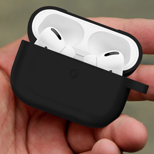 Soft Case for Apple AirPods Pro Anti-fingerprint Anti-scratch with Carabiner Black