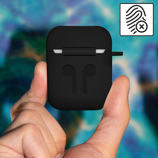 Soft Case Airpods 1 2 Anti-fingerprint Anti-scratch Carabiner Black