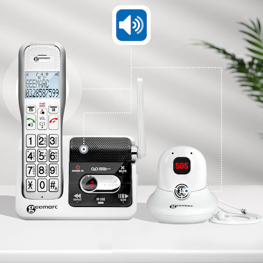 Geemarc Senior Landline Telephone Ringer Sos Amplidect 595 Sos Pro White