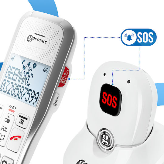 Geemarc Senior Landline Telephone Ringer Sos Amplidect 595 Sos Pro White