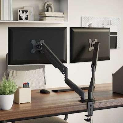 vidaXL Wall Mounted Stand for 2 Monitors up to 27" with Arm (4012170)