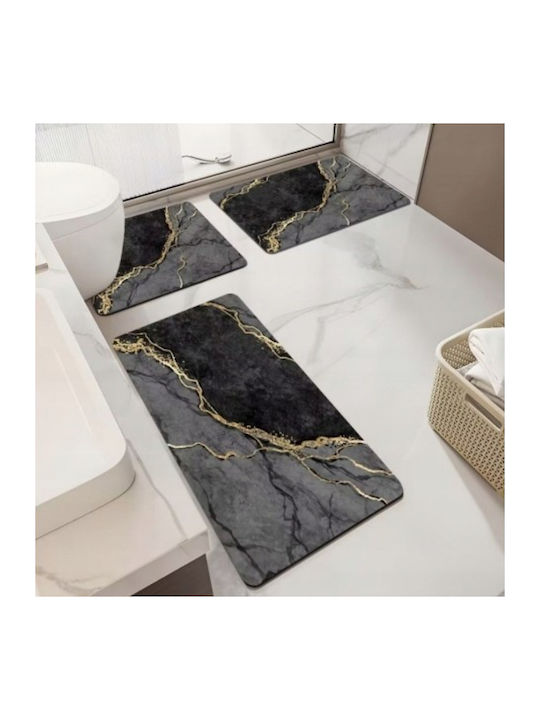 Antiderapant Covoraș de Baie ZR1EB73QWS84 Grey With Black 50x80buc
