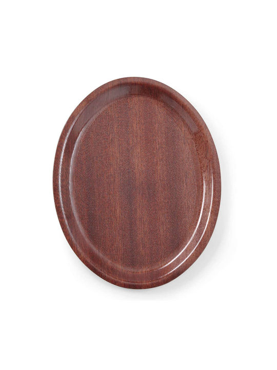 Hendi Holz Oval Serviertablett Rutschfest mit Griffen in Braun Farbe 20x26.5cm 1Stück