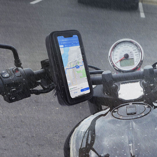 Smartphone Holder Handlebar Mount Waterproof Zippered Cover Black