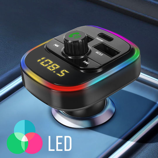 Avizar Bluetooth FM-Transmitter Auto Ladegerät USB QC 3.0 USB-C 20W C4 Schwarz