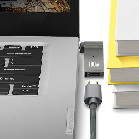 Usb-c 100w Charging Adapter To Lenovo 4.0 X 1.7mm Yellow Connector Gray