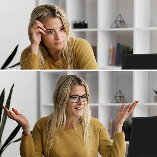 Anti-Müdigkeitsbrille Anti-Blaulicht-Gläser ohne Korrekturrahmen Schwarz Matt