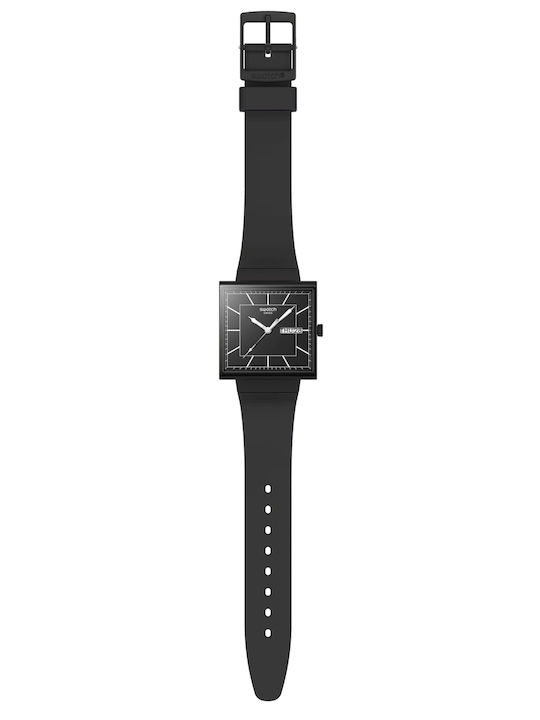 Swatch Swatch Γυναικείο Ρολόι Μπαταρίας με Μαύρο Καουτσούκ Λουράκι