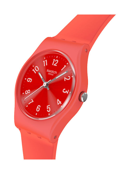 Swatch Damen Uhr mit Rosa Kautschukarmband