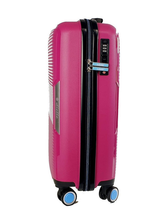 Dielle Hard Cabin Travel Suitcase Fuchsia With 4 Wheels Height 55cm
