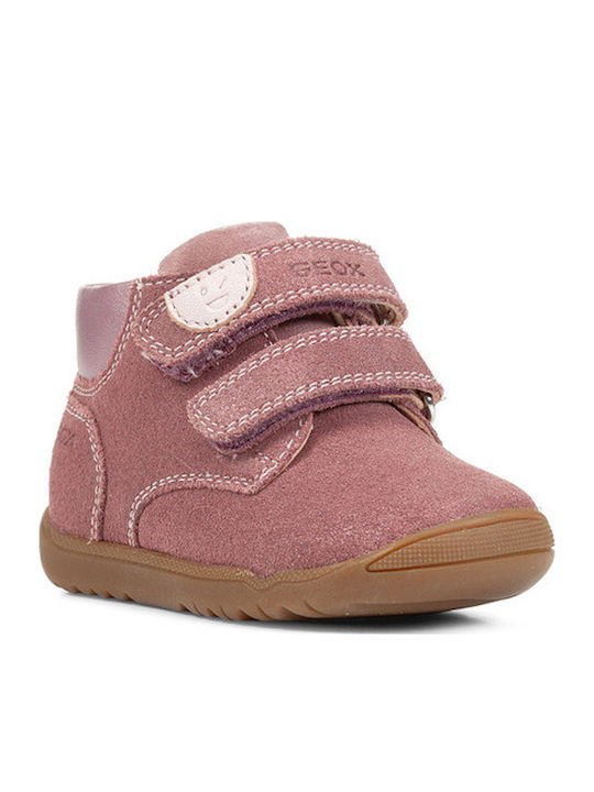 MACCHIA Leather Kids Boots with Velcro Pink