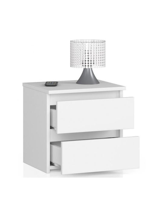 White Wooden Bedside Table 40x35x40cm