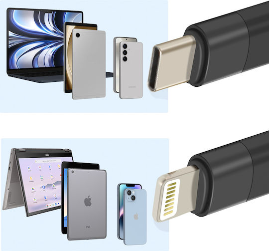 Linq USB-Kabel USB-C Lightning 60W USB-C zu Lightning + 2 USB-C 1,2m Schwarz