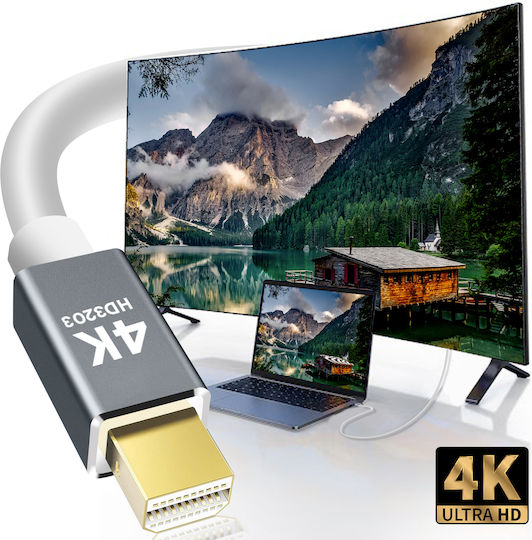 Linq Videokabel Mini Displayport Stecker auf Mini Displayport Stecker 1,8m Weiß