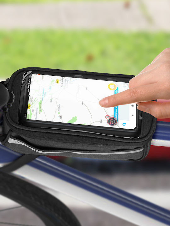 Bike Phone Bag Waterproof Storage Handlebar Frame Attachment Black