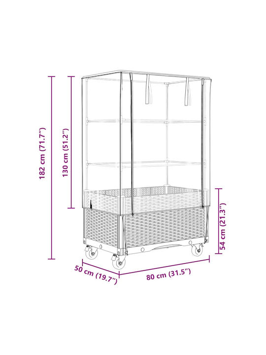 vidaXL Planter Box Plastic Negru 50x80x182cm.