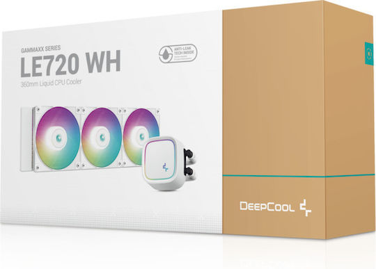 Deepcool LE720 CPU Water Cooling Triple Fan 120mm for Socket AM4/AM5/1700/1200/115x with ARGB Lighting White