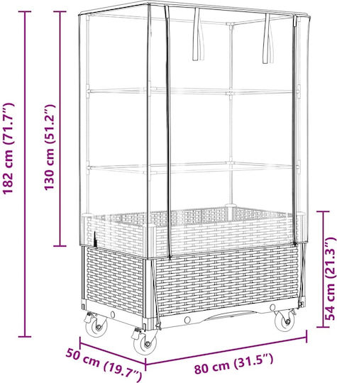 vidaXL Кутия за саксии Пластмаса Бял 50x80x182см.