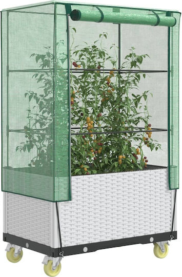vidaXL Кутия за саксии Пластмаса Бял 50x80x182см.