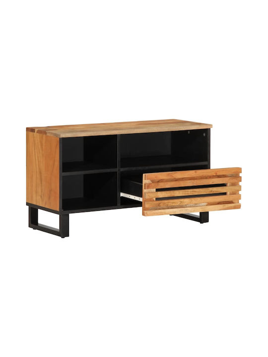TV Stand Made of Metal and Solid Wood Brown M80xD34xH46cm