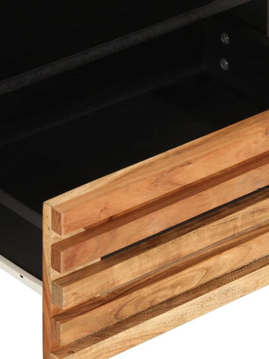 TV Stand Made of Metal and Solid Wood Brown M80xD34xH46cm