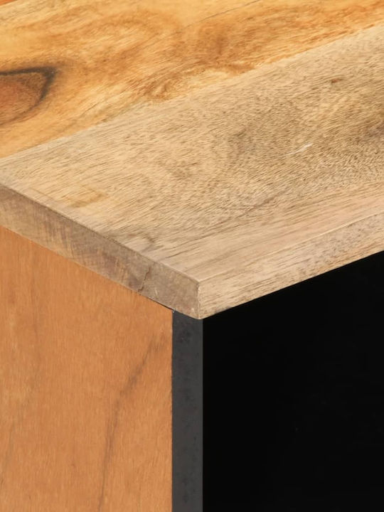 TV Stand Made of Metal and Solid Wood Brown M80xD34xH46cm