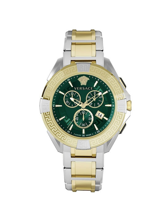 Versace Uhr Chronograph Batterie mit Gold Metallarmband